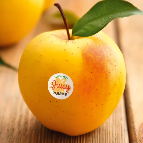 étiquette contact alimentaire pomme orange personnalisée