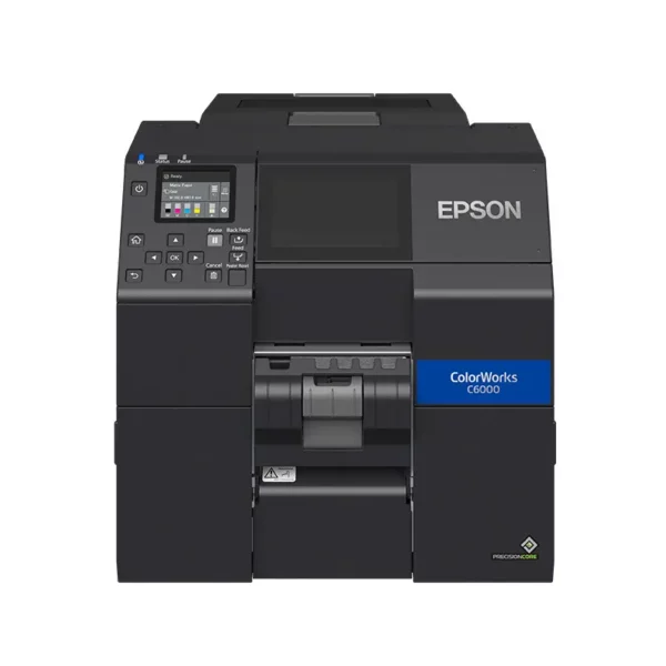 L'EPSON ColorWorks C6500 est une imprimante d’étiquettes jet d'encre couleur industrielle, performante, flexible et conçue pour des volumes élevés. Elle imprime des étiquettes couleurs de haute qualité à la demande, avec une résolution jusqu’à 1200 x 1200 dpi, une vitesse jusqu’à 85 mm/s et une largeur d'impression jusqu’à 212 mm.